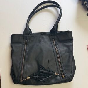Browning Black Faux Leather Tote with Tassel Zippers